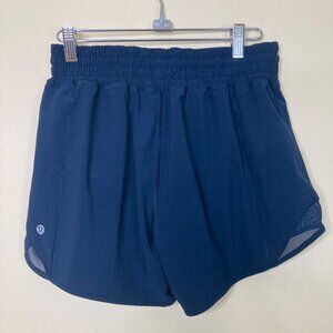 Lululemon Hotty Hot Shorts Navy Blue Womens 6 Mesh Paneling Elastic Waistband